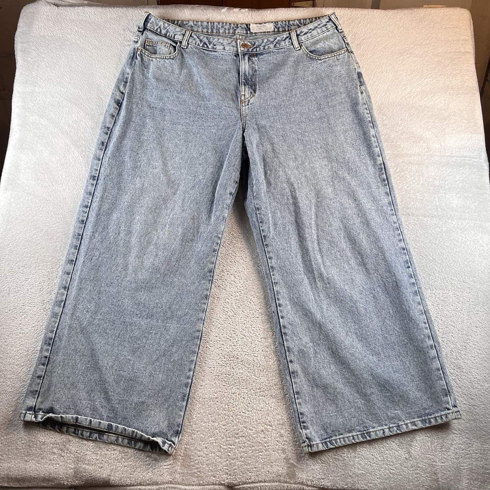 Noisy May Rolina Jeans Womens 42x30 Blue Wide Leg Skater Grunge READ